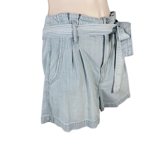 American Eagle Light Blue Striped High Waist Denim Mom Shorts - Picture 4 of 10